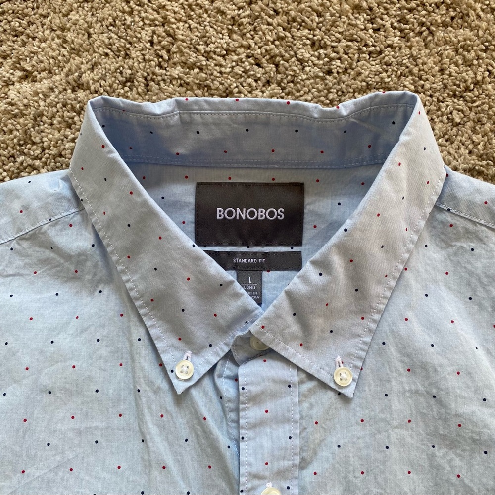 NWOT* Bonobos Blue Dot Long Sleeve Button Down